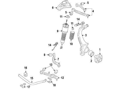 2015 Audi S8 Front Suspension Components, Lower Control Arm, Ride Control, Stabilizer Bar