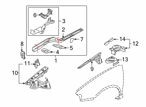 2007 Audi A3 Quattro Structural Components & Rails