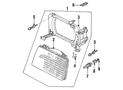 1988 Audi 5000 Quattro Composite Headlamp Diagram for 443-941-029-H