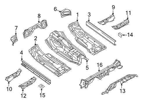 2013 Audi RS5 Pillars, Rocker & Floor - Floor & Rails