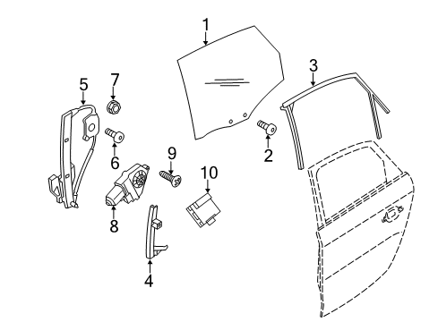 2010 Audi Q5 Rear Door - Glass & Hardware