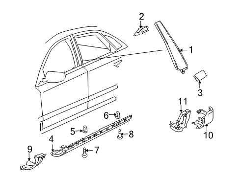 2008 Audi S8 Exterior Trim - Pillars, Rocker & Floor