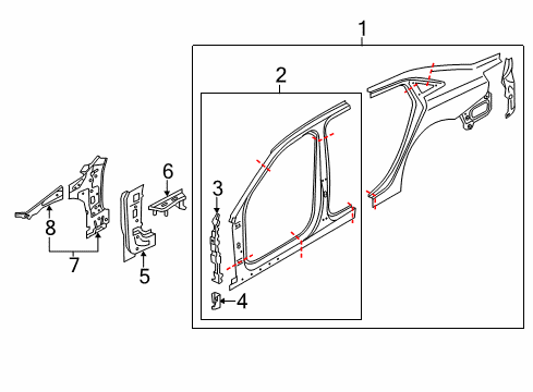 2016 Audi S3 Aperture Panel, Hinge Pillar, Uniside