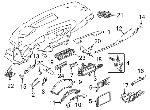 2018 Audi RS7 Cluster & Switches, Instrument Panel Diagram 3