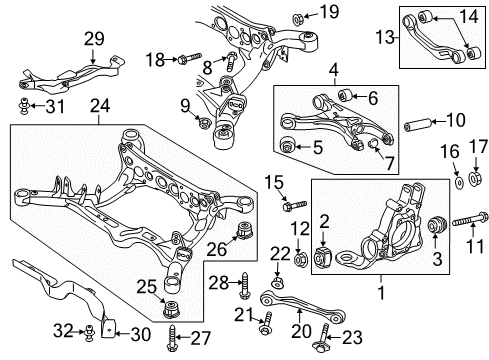 2014 Audi A6 Rear Suspension Components, Lower Control Arm, Upper Control Arm, Stabilizer Bar