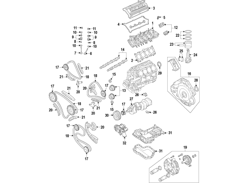 2009 Audi R8 Engine Parts, Mounts, Cylinder Head & Valves, Camshaft & Timing, Oil Pan, Oil Pump, Crankshaft & Bearings, Pistons, Rings & Bearings, Variable Valve Timing