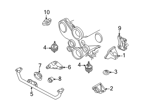 2001 Audi A6 Quattro Engine & Trans Mounting Diagram 1