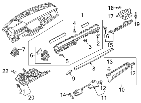 2020 Audi S8 Instrument Panel, Body Diagram 1