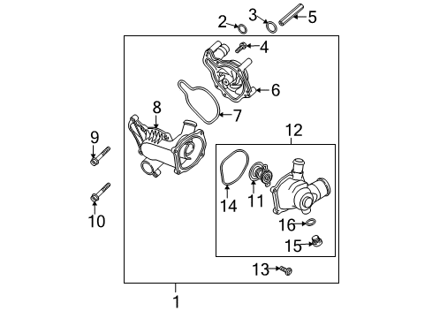 2010 Audi Q7 Thermostat Housing Diagram for 079-121-115-BK