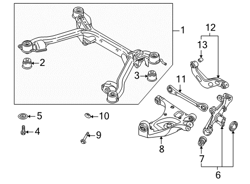 2008 Audi A4 Rear Suspension, Control Arm Diagram 7