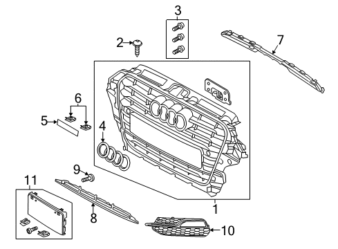 2015 Audi A3 Grille & Components Diagram 1