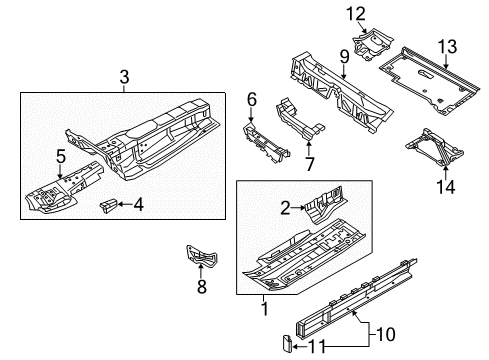 2014 Audi A6 Pillars, Rocker & Floor - Floor & Rails