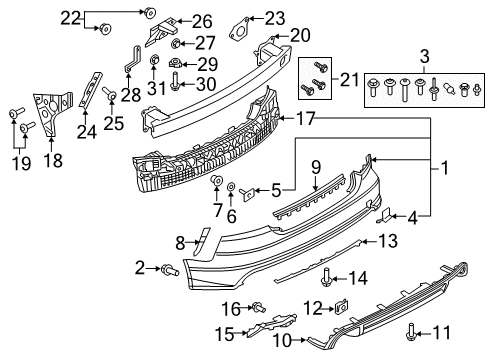 2018 Audi A7 Quattro Rear Bumper Diagram 3