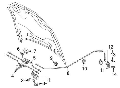 2023 Audi A8 Quattro Hood & Components Diagram 2