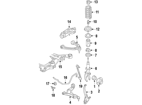 2009 Audi Q7 Front Suspension Components, Lower Control Arm, Stabilizer Bar