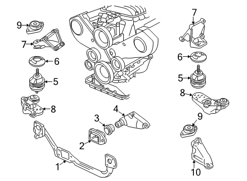 2001 Audi A4 Quattro Engine & Trans Mounting Diagram 4