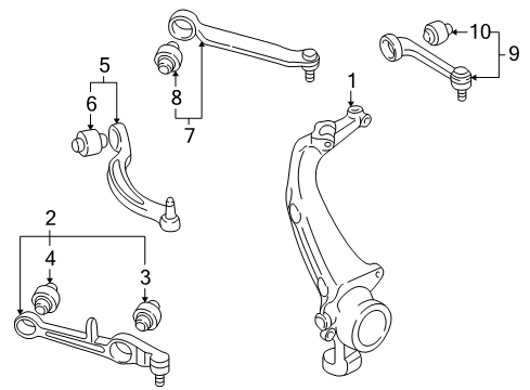 2005 Audi Allroad Quattro Front Suspension Components, Lower Control Arm, Ride Control, Stabilizer Bar