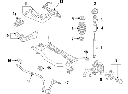 2016 Audi A3 Sportback e-tron Rear Axle, Lower Control Arm, Stabilizer Bar, Suspension Components