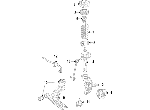 2022 Audi Q3 Front Suspension Components, Lower Control Arm, Ride Control, Stabilizer Bar