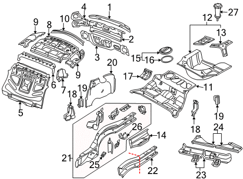 1996 Audi A4 Rear Body Panel, Floor & Rails