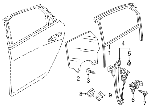 2022 Audi S6 Front Door Glass & Hardware