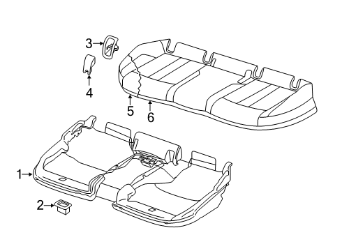 2020 Audi S5 Sportback Rear Seat Components Diagram 2