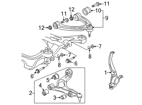 2009 Audi Q7 Front Suspension, Control Arm, Stabilizer Bar Diagram 1