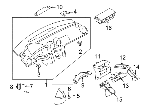 2006 Audi A3 Cluster & Switches, Instrument Panel Diagram 1