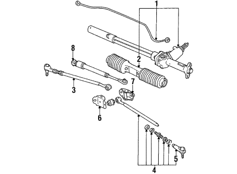 1993 Audi V8 Quattro Steering Column & Wheel, Steering Gear & Linkage Diagram 3