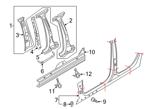 2016 Audi S3 Center Pillar & Rocker