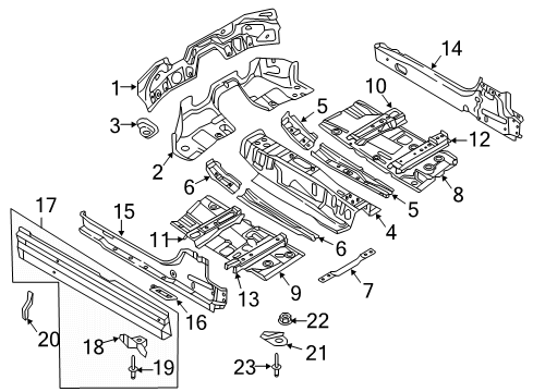 2018 Audi TT RS Quattro Pillars, Rocker & Floor - Floor & Rails