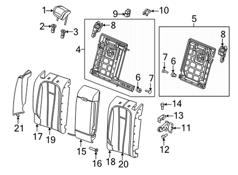 2022 Audi RS5 Sportback Rear Seat Components Diagram 1