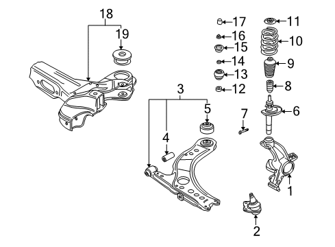 2004 Audi TT Quattro Front Suspension, Control Arm, Stabilizer Bar Diagram 2