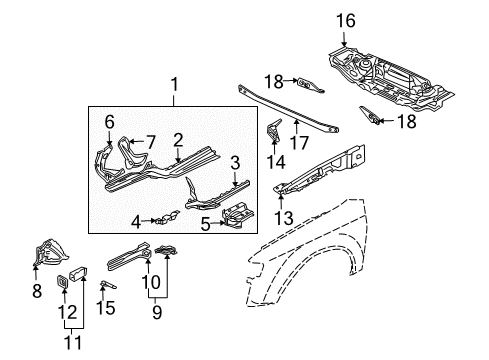 2004 Audi S4 Structural Components & Rails Diagram 2