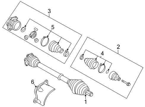 2004 Audi A4 Quattro Drive Axles - Front Diagram 2