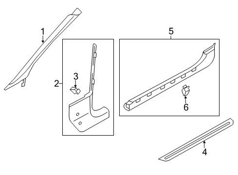 2013 Audi RS5 Interior Trim - Pillars, Rocker & Floor Diagram 1