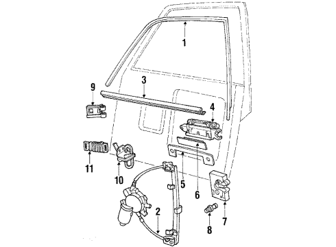 1991 Audi 100 Quattro Front Door - Glass & Hardware