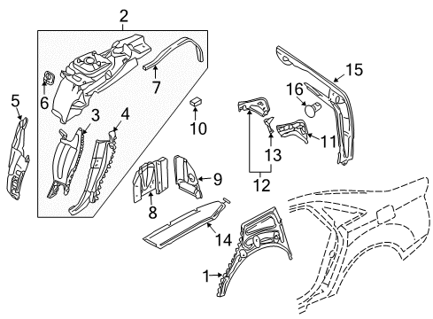 2008 Audi S8 Inner Structure - Quarter Panel