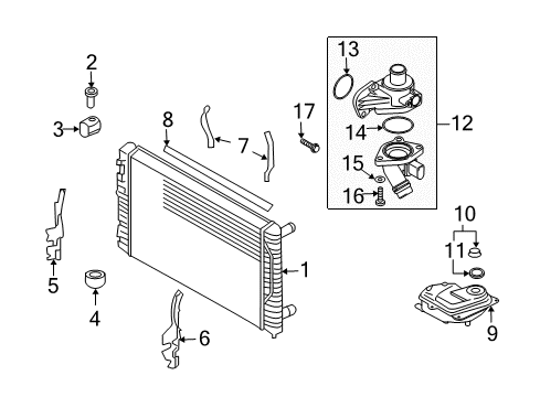 2008 Audi A4 Radiator & Components Diagram 2