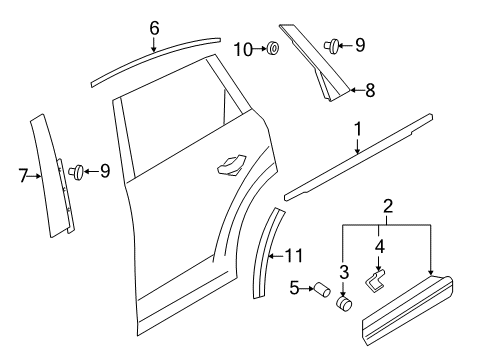 2023 Audi Q7 Exterior Trim - Rear Door