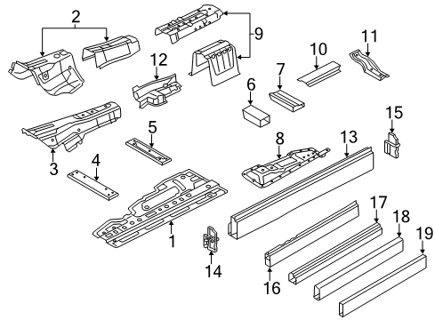 2015 Audi S8 Pillars, Rocker & Floor - Floor & Rails