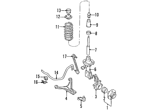 1995 Audi 90 Front Suspension Components, Lower Control Arm, Stabilizer Bar