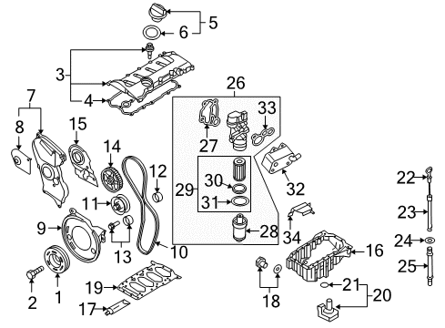 2007 Audi A3 Oil Filter Diagram for 06D-115-562