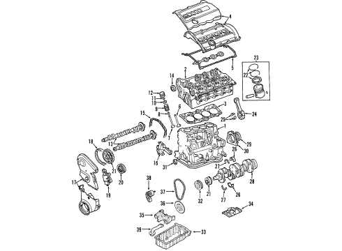 2006 Audi A4 Engine Parts, Mounts, Cylinder Head & Valves, Variable Valve Timing, Oil Cooler, Oil Pan, Oil Pump, Crankshaft & Bearings, Pistons, Rings & Bearings