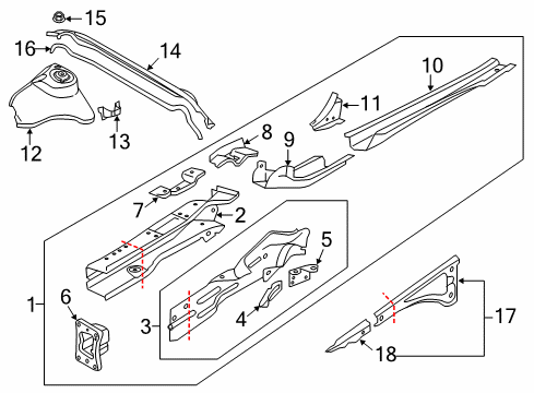 2016 Audi A3 Sportback e-tron Structural Components & Rails