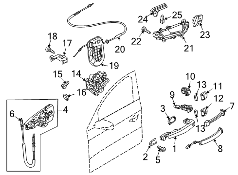 2011 Audi Q5 Front Door - Lock & Hardware Diagram 1