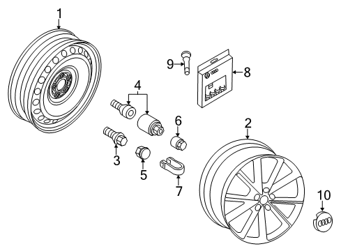 2013 Audi RS5 Wheels, Covers & Trim Diagram 1