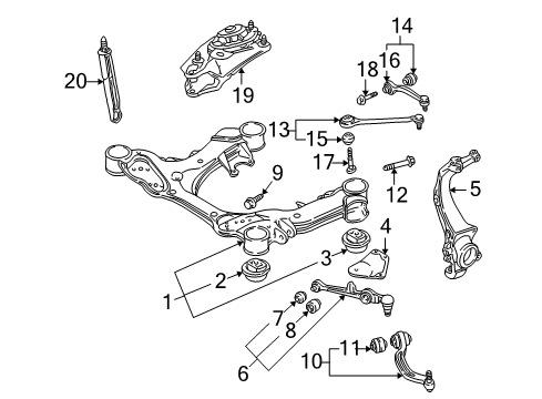 2001 Audi S8 Front Suspension Components, Lower Control Arm, Stabilizer Bar