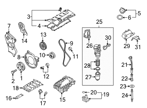 2008 Audi A4 Engine Parts, Mounts, Cylinder Head & Valves, Variable Valve Timing, Oil Pan, Oil Pump, Crankshaft & Bearings, Pistons, Rings & Bearings