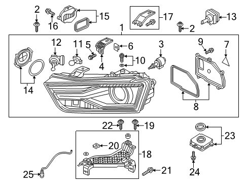 2016 Audi Q3 Headlamp Assembly Diagram for 8U0-941-044-E